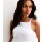 Women's White Straight Neck Slim Jersey Cami Top New Look