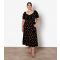 Women's Curve Black Polka Dot Tie Neck Midi Dress Apricot New Look