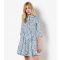 Women's Blue Floral Print Poplin Mini Shirt Dress Apricot New Look