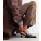 Women's Black Faux Leather High Vamp Kitten Heel Slingback Pumps Vegan New Look