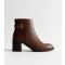Women's Wide Fit Tan Faux Leather Buckled Ankle Boots Vegan New Look