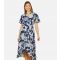 Women's Navy Floral Print Tie Waist Midi Dress Yumi New Look