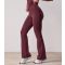 Women's Plush Burgundy Logo Waist Flared Leggings Gym King New Look