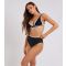 Women's Black Contrast Trim Plunge Bikini Top Urban Bliss New Look