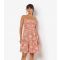 Women's Orange Printed Ruched Mini Dress Apricot New Look