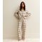 Women's Brown Woven Check Pattern Revere Collar Pyjama Set New Look