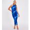 Women's Blue Printed Mesh Midaxi Dress Quiz New Look