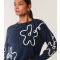 Women's Navy Floral Pattern Jumper Blue Vanilla New Look