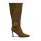 Women's Khaki Buckle Trim Faux Suede Knee High Boots London Rebel New Look