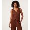 Women's Brown Textured Waistcoat Blue Vanilla New Look