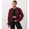 Women's Burgundy Rib Knit Zip Jacket Gym King New Look