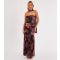 Women's Brown Floral Strapless Midaxi Dress with Scarf Quiz New Look