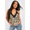 boohoo Femmes Haut Camisole Tisse a Panneaux Contrastes Imprime Leopard | Marron | Taille: 38