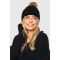boohoo Femmes Bonnet en Tricot Torsade a Pompon en Synthetique | Noir