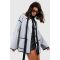 Contrast Blanket Stitch Wool Look Jacket - Gris Perle - 40, Gris Perle