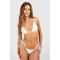 Bikini À Imprimé Triangle Avec Haut Brassière Et Bas Taille Haute - Blanc - 36, Blanc