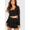 Jupe Mini À Boutons Sur Le Devant Style Wrap - Noir - 38, Noir