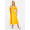 Robe Mi-Longue À Manches Bouffantes - Orange - 36, Orange
