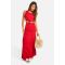 Robe Maxi Devant Nouée En Étamine - Rouge - 44, Rouge