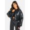 Dsgn Veste Bomber Oversized En Similicuir Embossé - Noir - 38, Noir