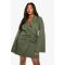 Robe Blazer Sur Mesure À Détails De Boucle Et Ceinture Nouée À La Taille - Vert Kaki - 52, Vert Kaki
