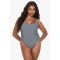 Maillot De Bain Grande Taille À Encolure Carrée - Bleu Gris - 56, Bleu Gris