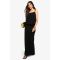 boohoo Femmes Jupe Maxi Colonne Effet Lin | Noir | Taille: 34