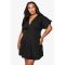 boohoo Femmes Mini Robe en Popeline Plus a Panneaux et Ourlet Effet Bulle | Noir | Taille: 52