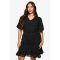 boohoo Femmes Plus Robe Mini en Jacquard Floral Froncee avec Ourlet a Volants | Noir | Taille: 46
