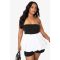boohoo Femmes Top Bandeau Puffball en Melange de Tissus Taille Plus | Blanc | Taille: 44