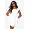 boohoo Femmes Robe Skater Structuree Grande Taille a Manches Cap | Blanc | Taille: 44