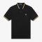 Fred Perry Men's Single Tipped Fred Perry Polo Shirt - Black/Champagne - 38 /S
