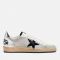Golden Goose Ball Star Distressed Leather and Canvas Trainers - UK 10