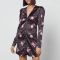 Ganni Floral-Print Crinkled Satin Mini Dress - EU 38/UK 10