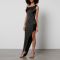 De La Vali Off-Shoulder Aysmmetric Satin Midi Dress - UK 14