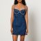 Self-Portrait Diamante-Embellished Denim Mini Dress - UK 12