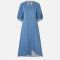 Stine Goya Puff Sleeves Denim Midi Dress - S