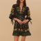 Farm Rio Flowers Arch Linen-Blend Mini Dress - M