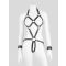 DOMINIX Deluxe Leather Open Cup Body Harness with Cuffs, Black - S / M - Amorana