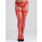Lovehoney Black Fishnet Lace Top Thigh High Stockings, Red - Queen - Amorana