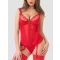 Lovehoney Treasure Me Purple Push-Up Basque Set, Red - M - Amorana