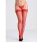Lovehoney Fishnet Lace Top Hold-Ups, Red - One size - Amorana