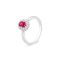 Argento Silver Ruby Halo Crystal Ring - 58