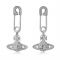Vivienne Westwood Rhodium Lucrece Safety Pin Drop Earrings