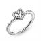 Pandora Sparkling Wishbone Heart Ring - 58