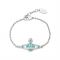 Vivienne Westwood Blue Crystal Mini Bas Relief Bracelet - Silver