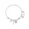 Karma Silver Love Heart Coin Bangle - One Size