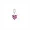 Rebecca Silver Pink Crystal Heart Charm - Silver