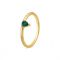 Argento Gold + Green Crystal Simple Ring - 52