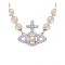 Vivienne Westwood Olympia Pearl Strand Silver Tone Necklace - Silver